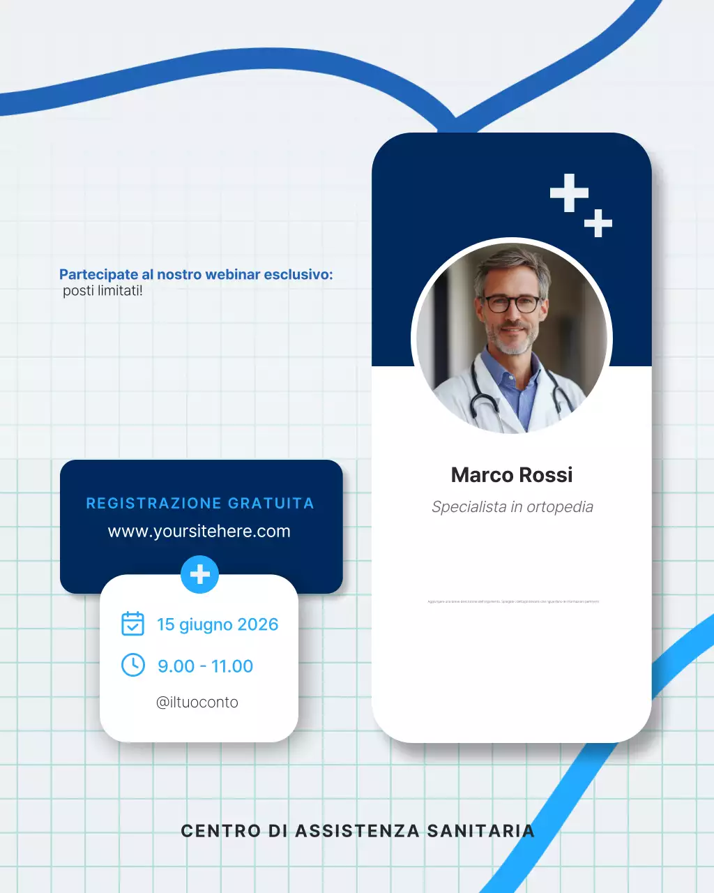 invito assistenza sanitaria moderna blu