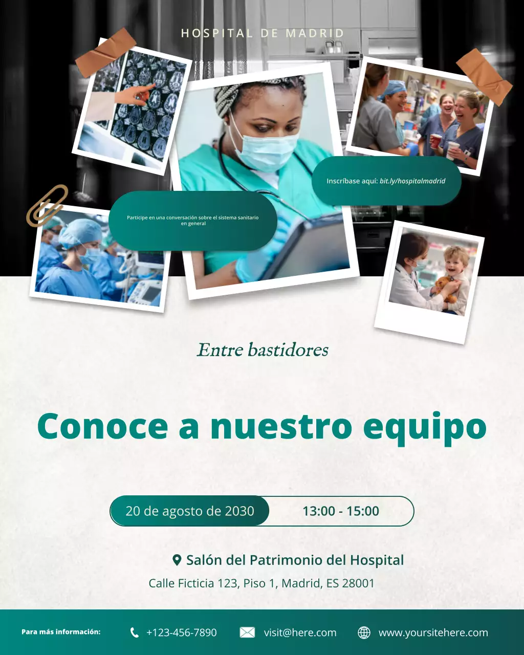 Invitación profesional de atención médica con degradado verde para publicación de Instagram