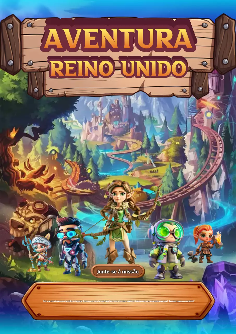 Cartaz promocional de parque temático de fantasia colorido