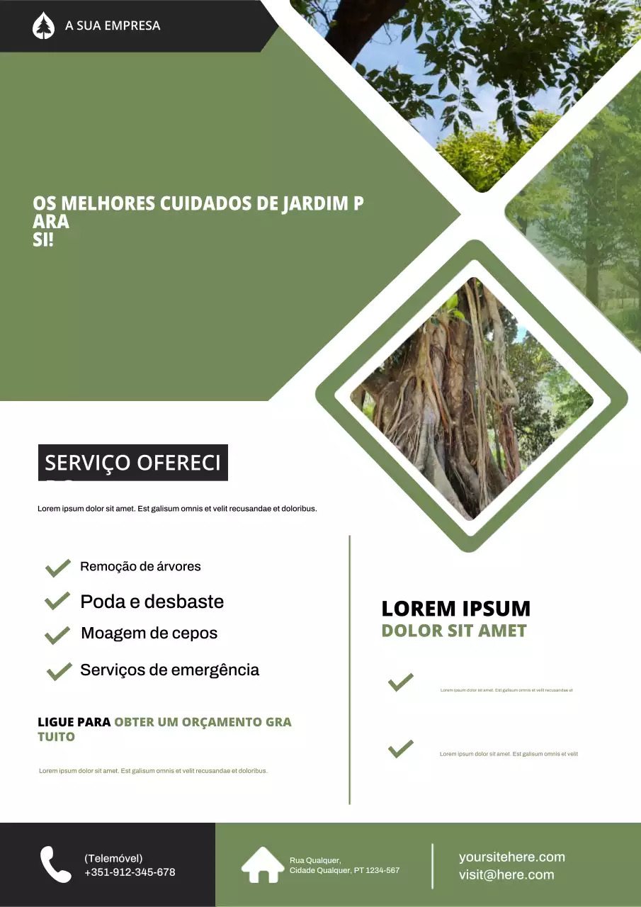 Cartaz de propaganda de serviços de jardinagem moderna verde