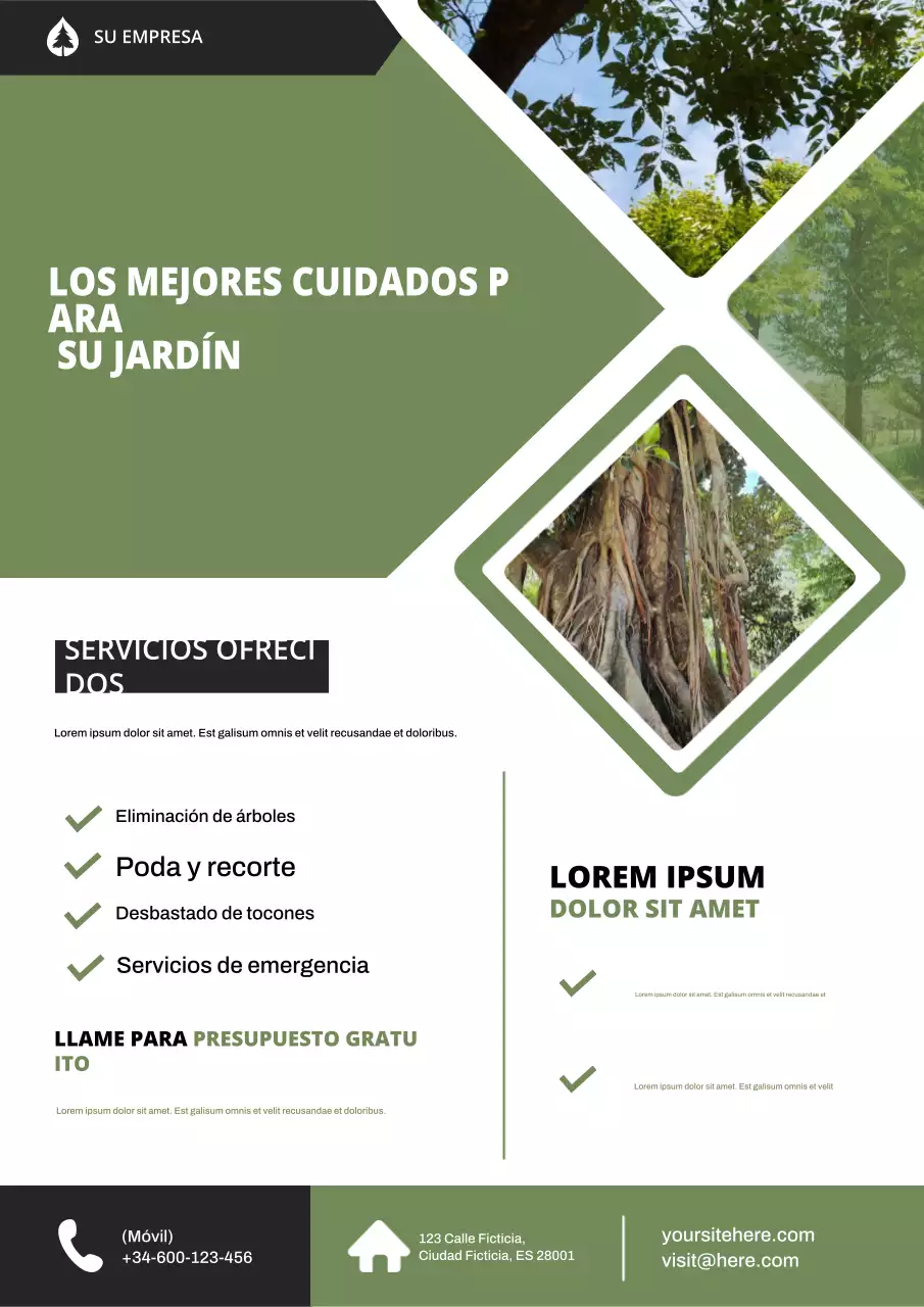 Cartel publicitario de servicios de jardinería modernos y ecológicos