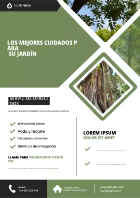 Cartel publicitario de servicios de jardinería modernos y ecológicos