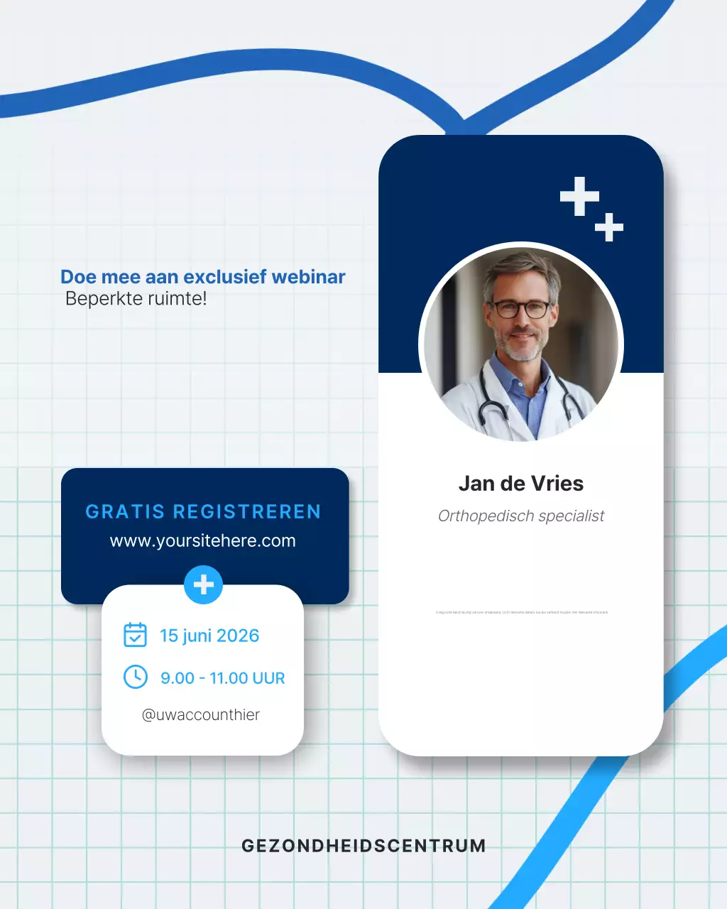 blauwe moderne gezondheidszorg uitnodiging