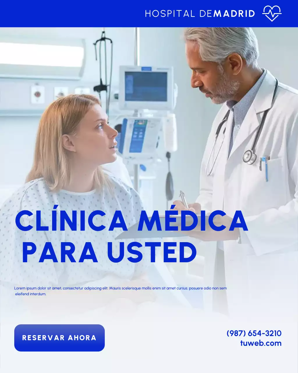Promoción de atención médica moderna azul