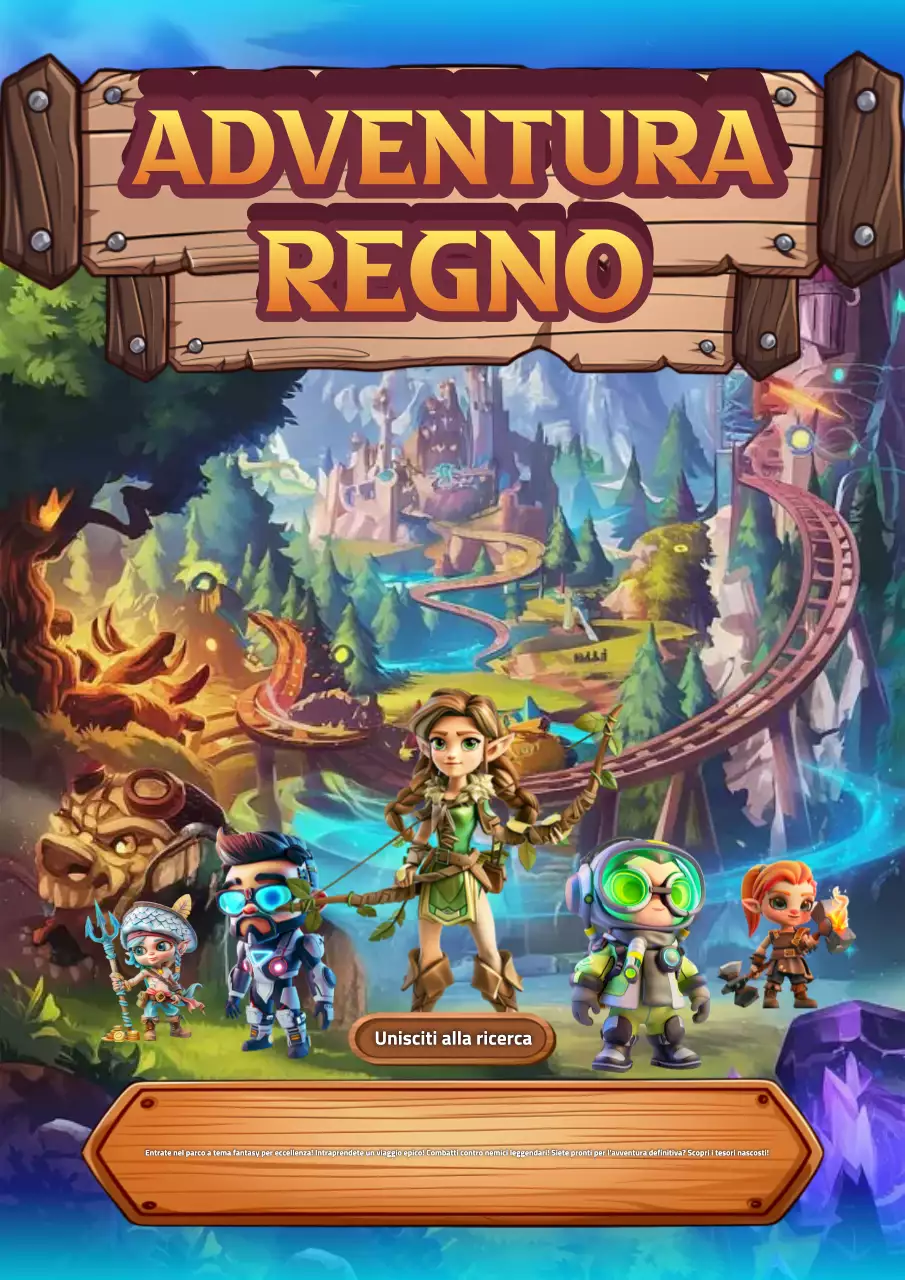 Manifesto promozionale del parco tematico fantasy colorato