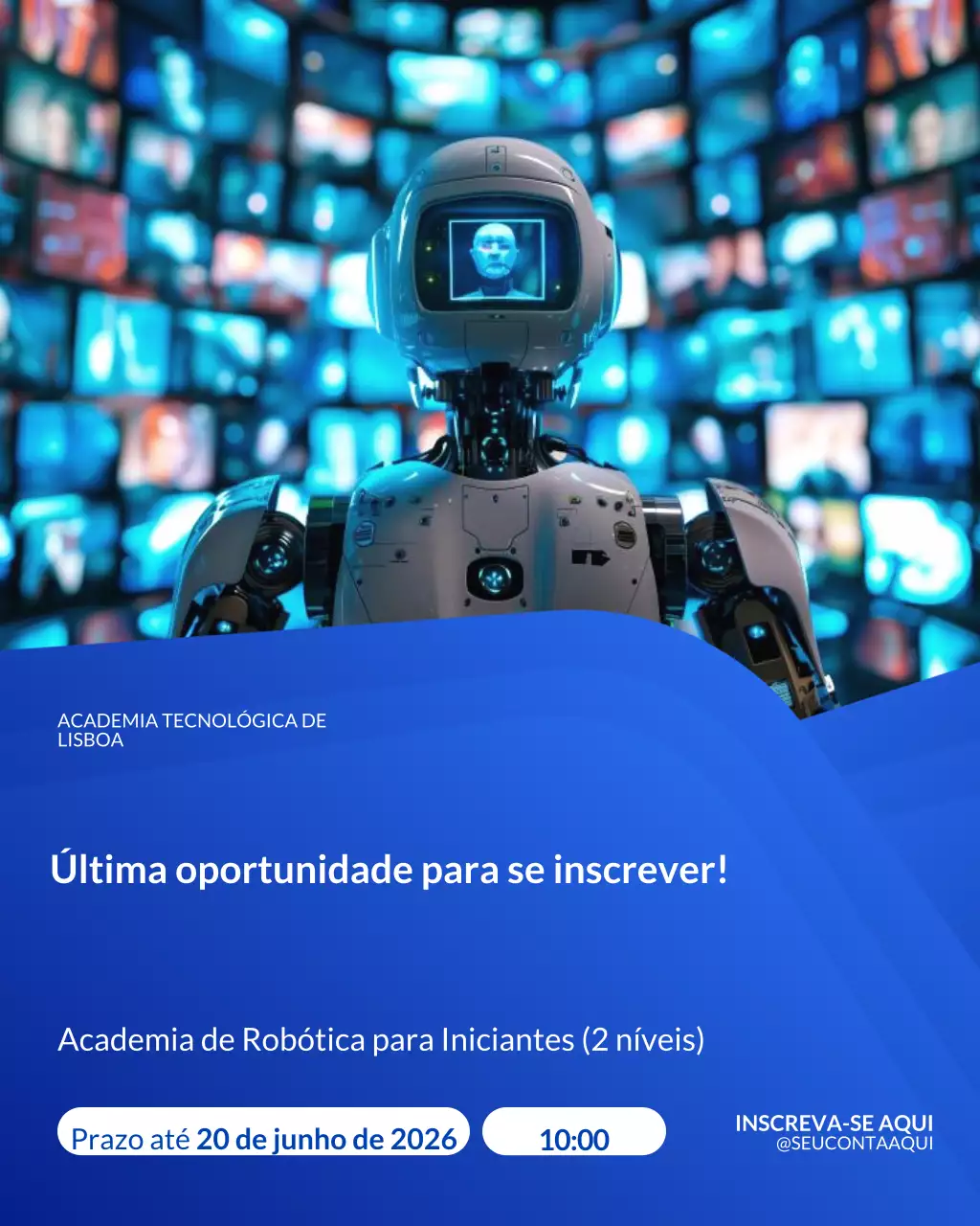 Postagem de anúncio urgente azul e branco no Instagram