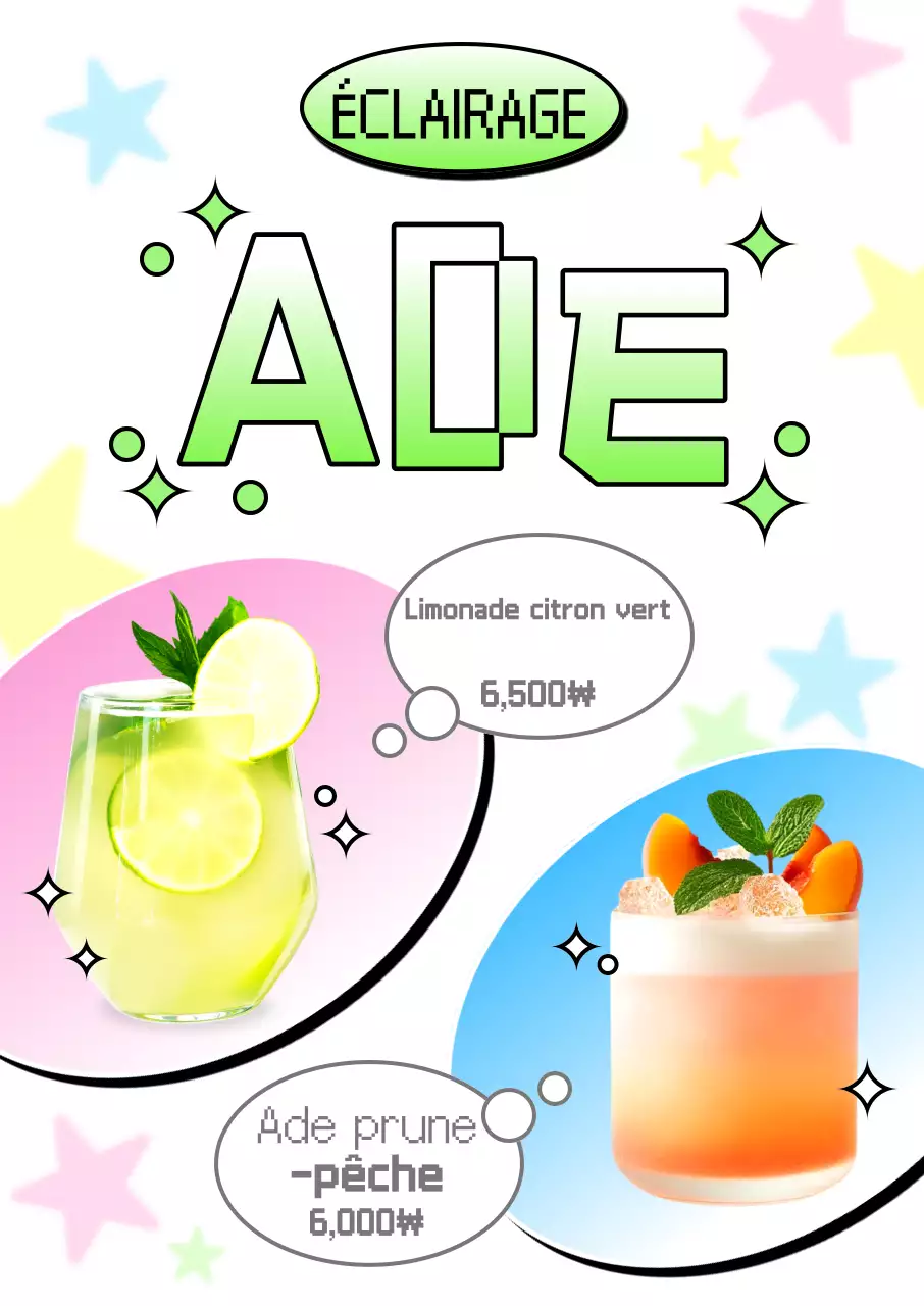 Menu des boissons à la menthe