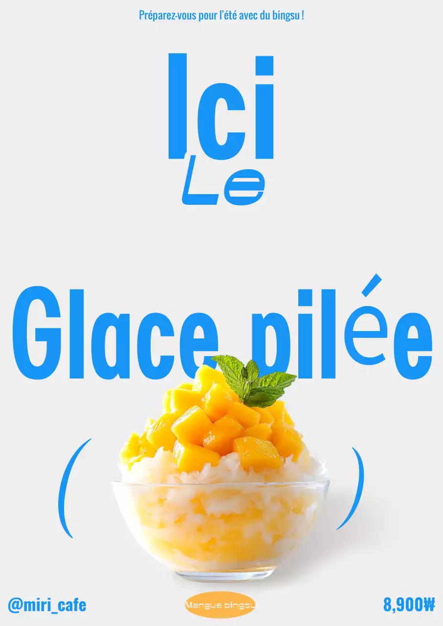 Publicité pour le dessert moderne bleu