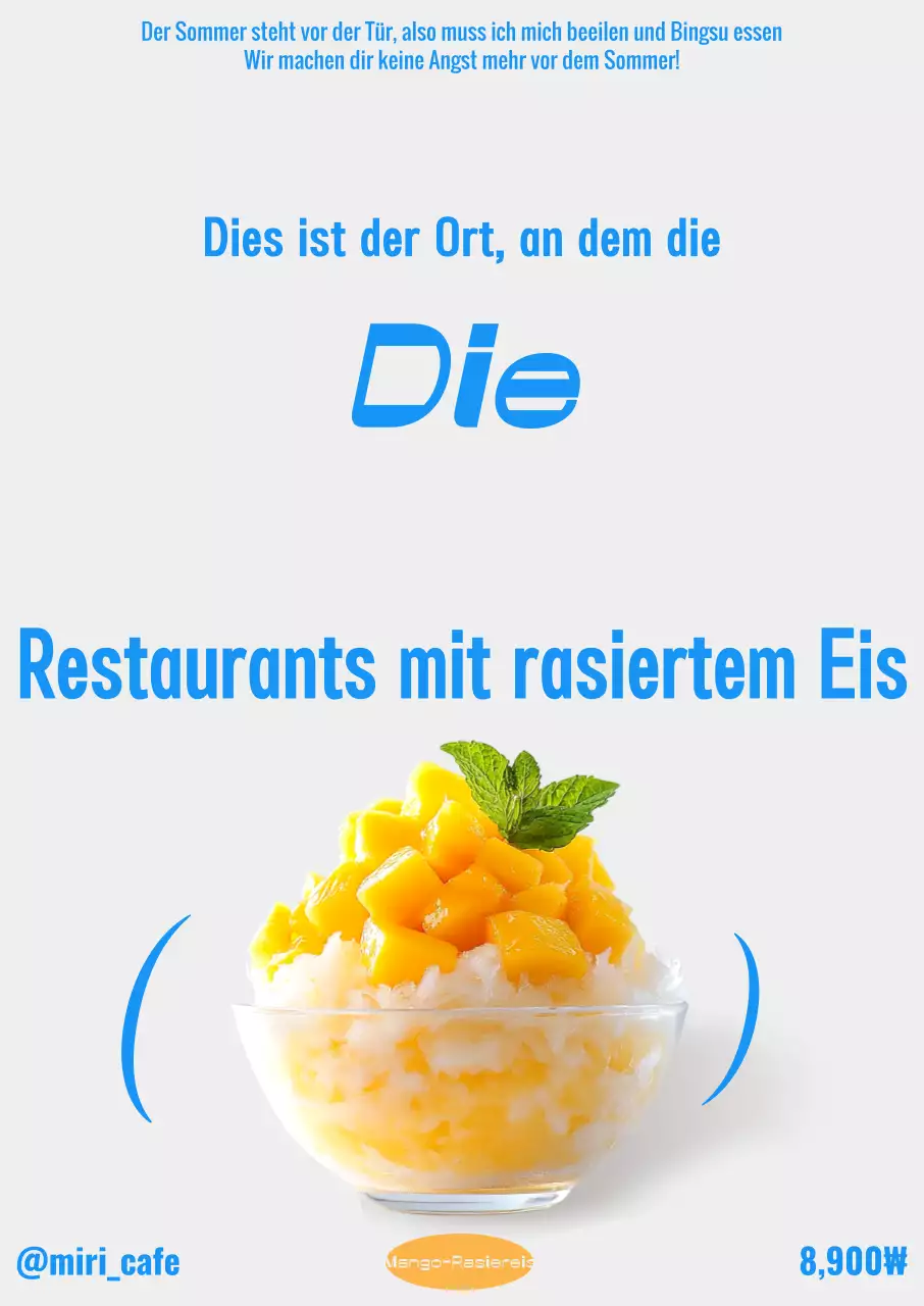 Blaue moderne Dessertwerbung