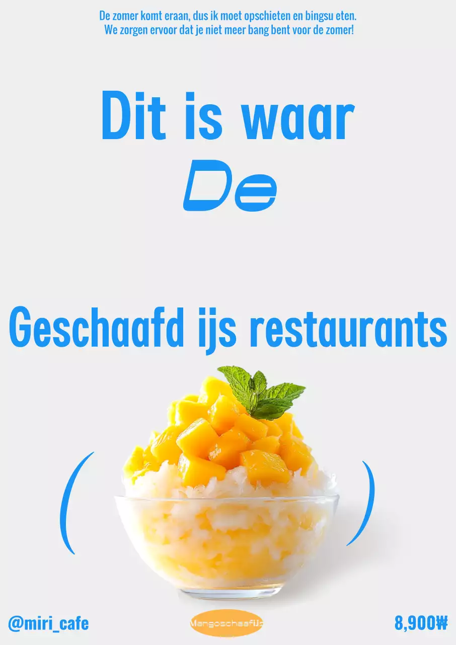Advertentie voor blauw modern dessert