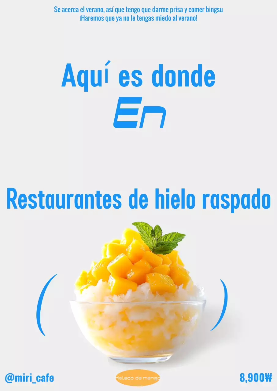 Anuncio de postre moderno azul