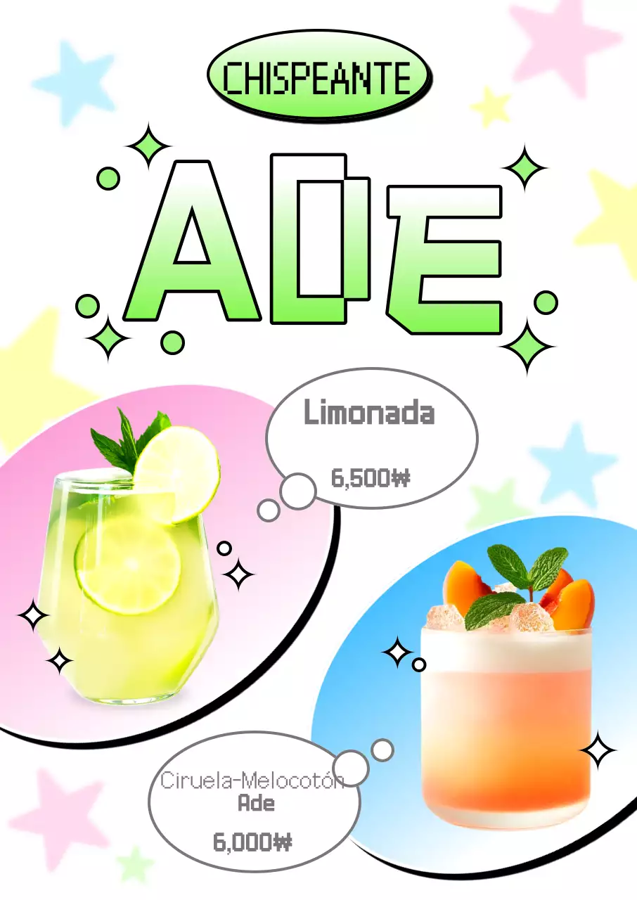 Menú de bebidas Mint Pop