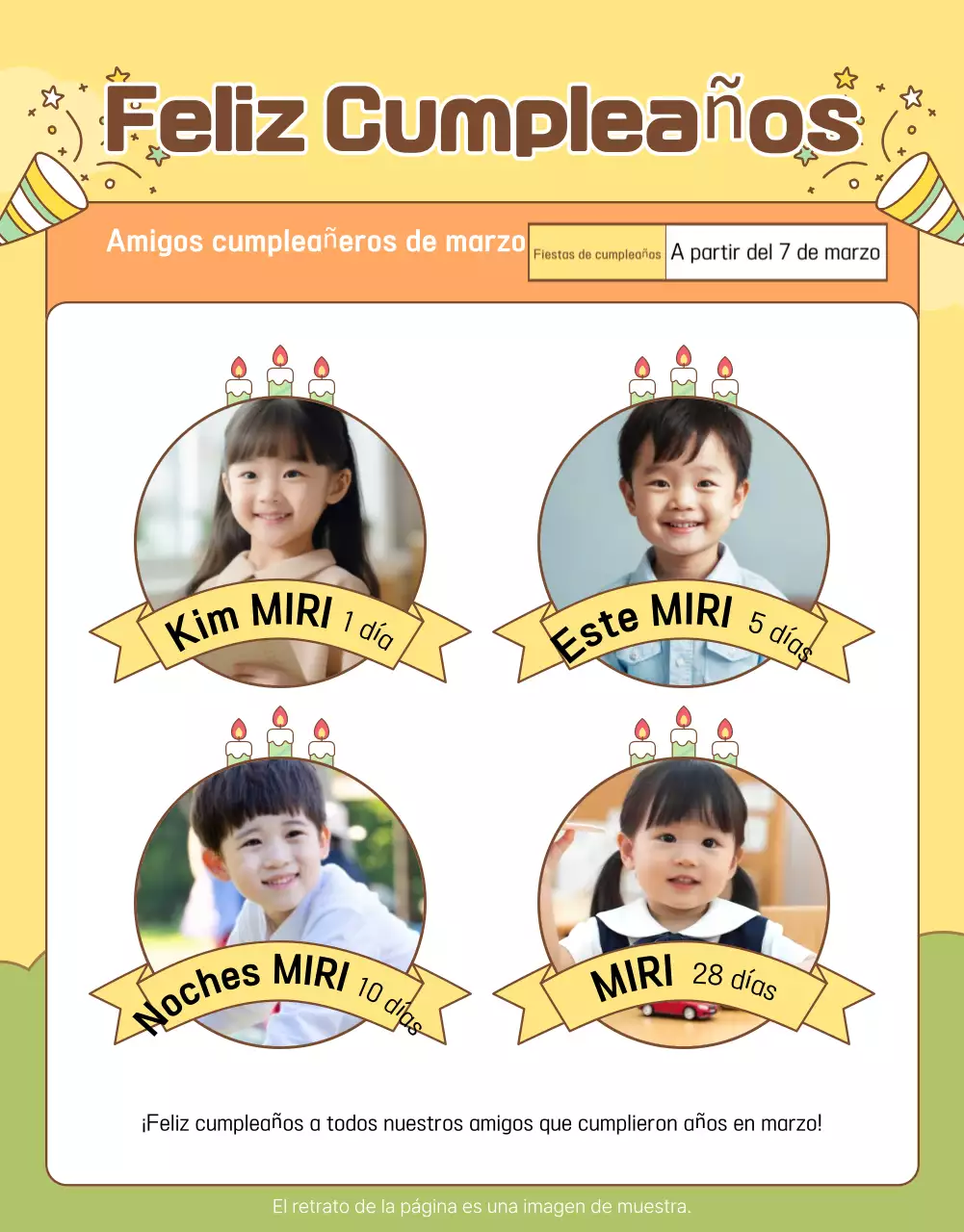 Guía de jardín de infancia para bebés amarillos