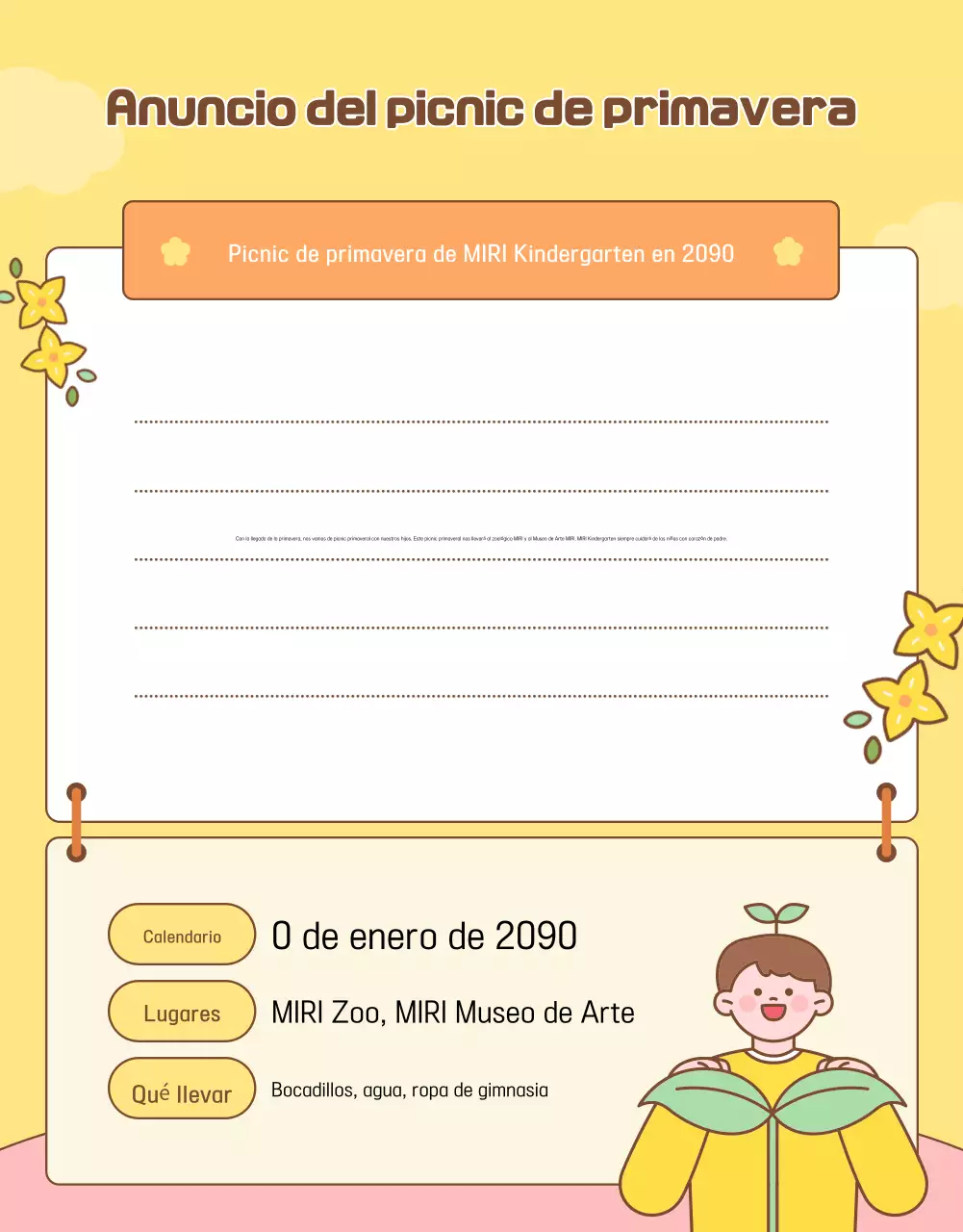 Guía de jardín de infancia para bebés amarillos