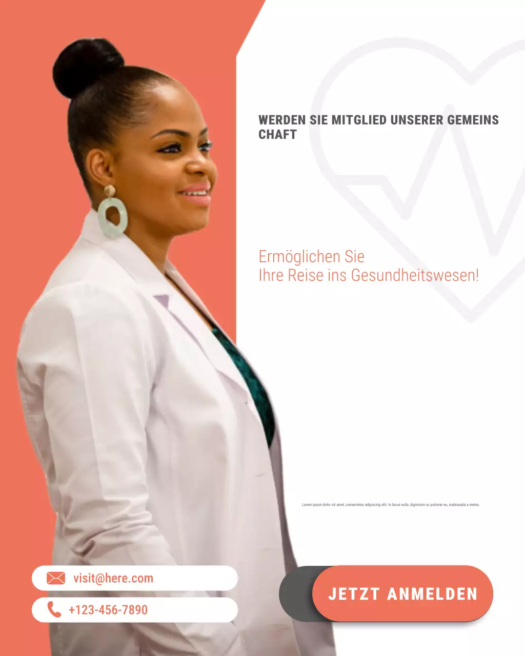 Modernes rotes Gesundheitsmitgliedschaftsposter