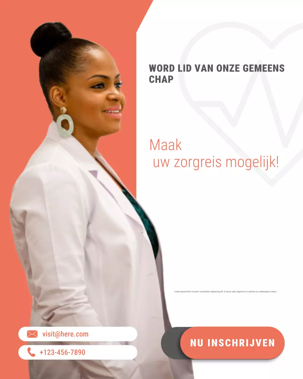 Moderne rode poster voor gezondheidszorglidmaatschap