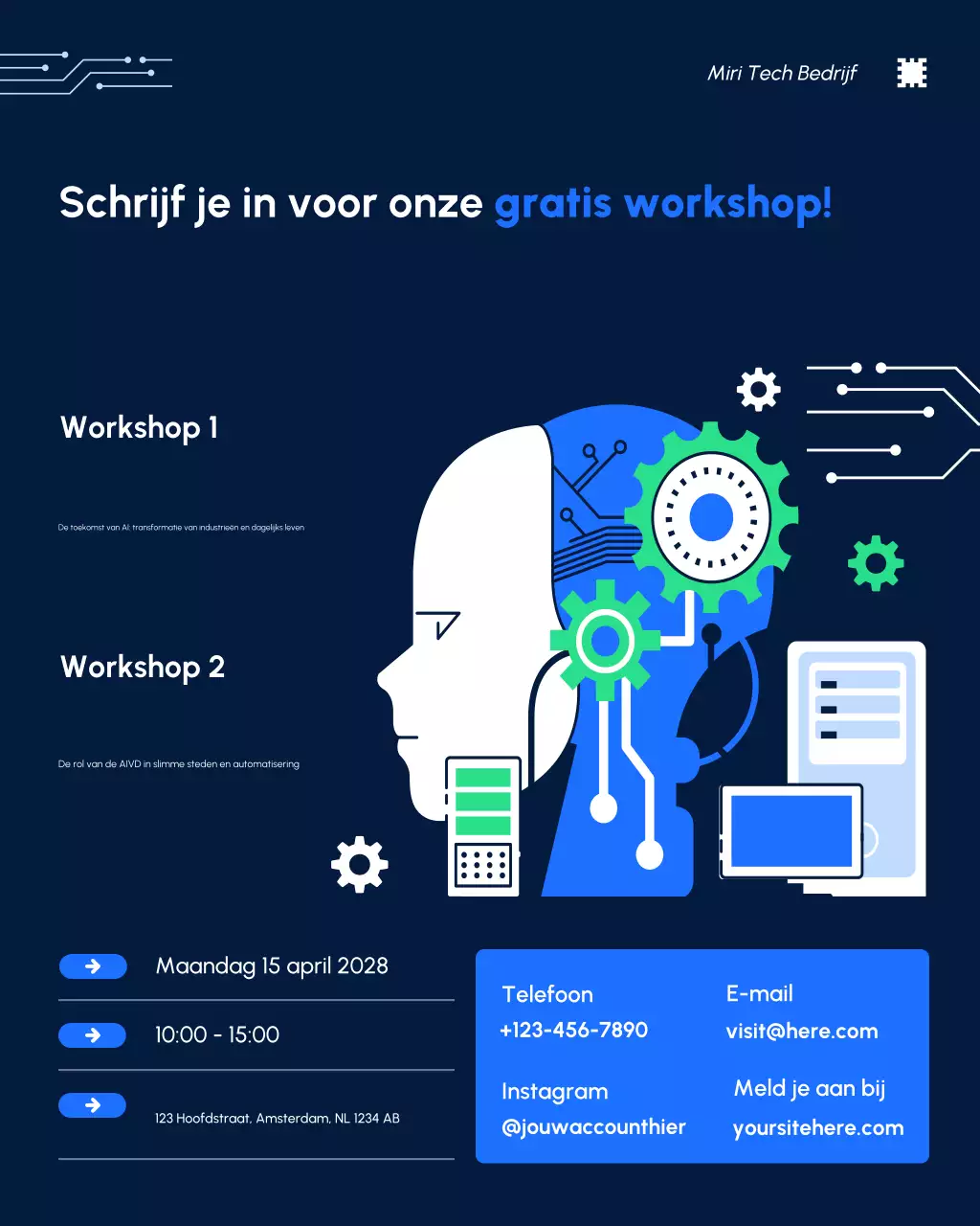 Uitnodiging voor een modern tech-evenement van de marine