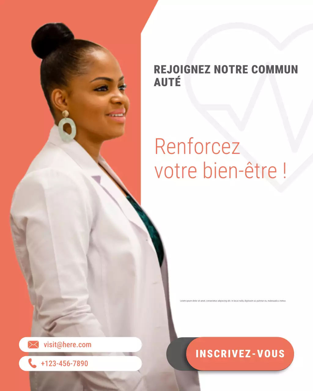 Affiche d'adhésion aux soins de santé modernes et rouges