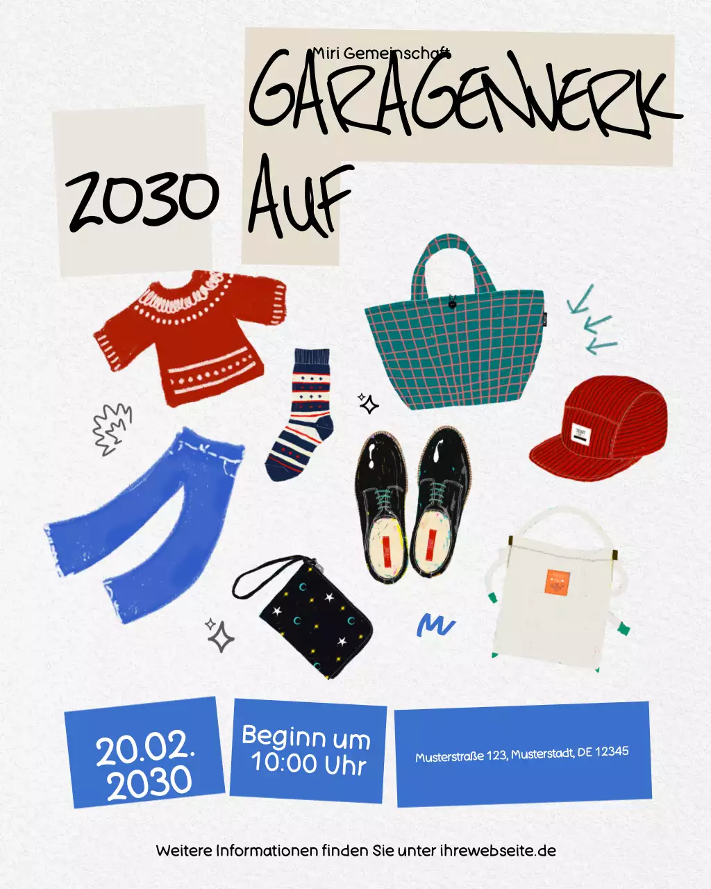 Instagram-Beitrag zum Flohmarkt in Rot und Grau