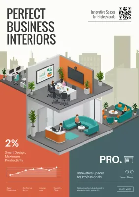 Orange Modern Office Promotion Poster