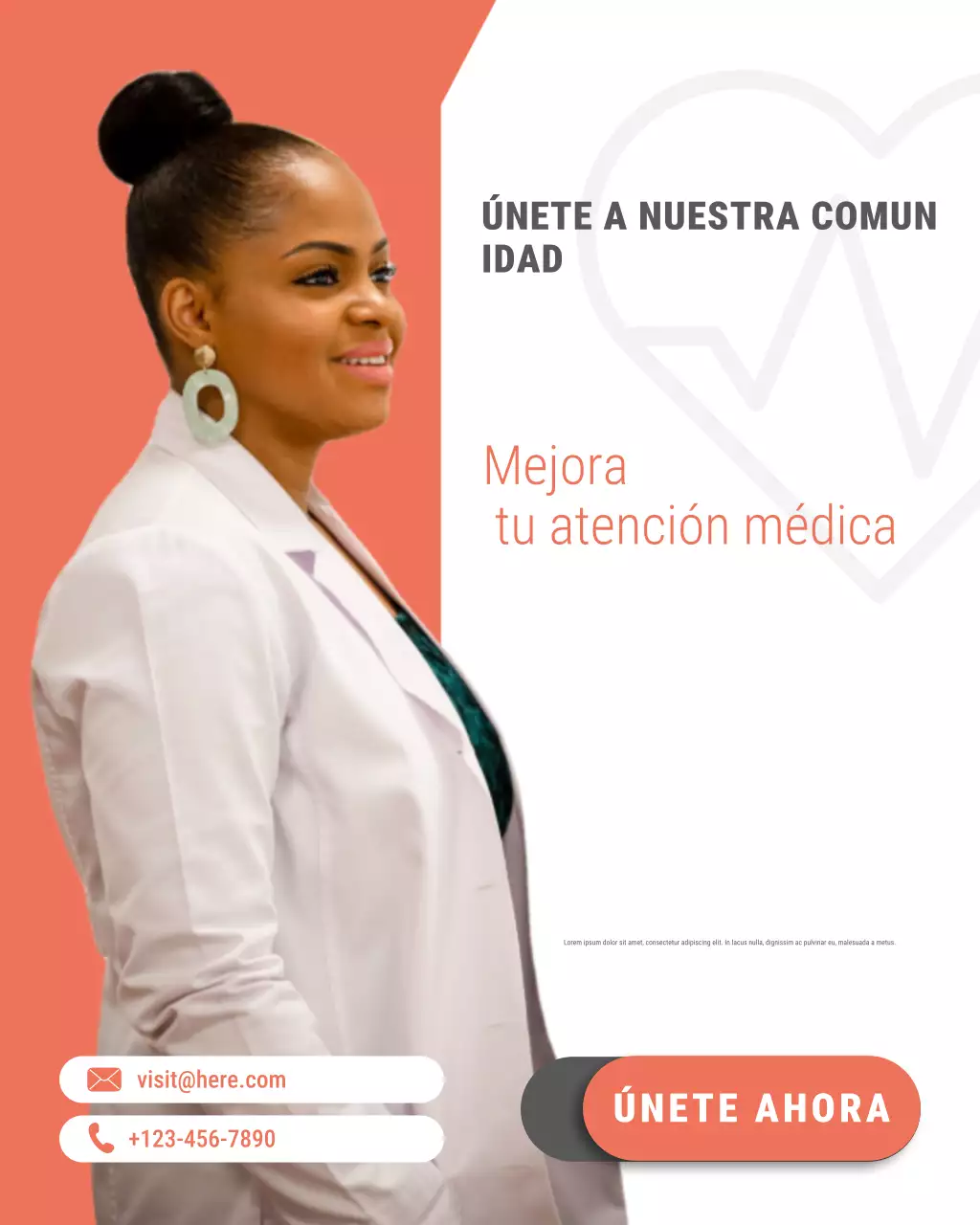Póster moderno de membresía de atención médica en rojo
