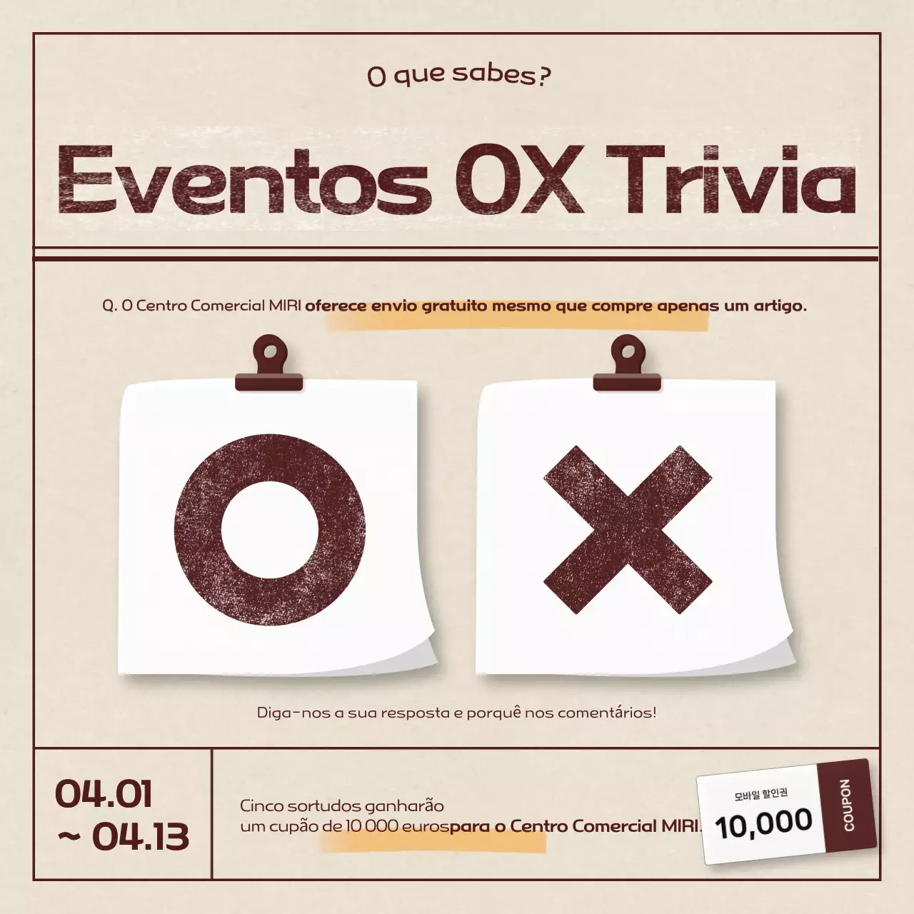 Evento de Quiz Vintage Bege