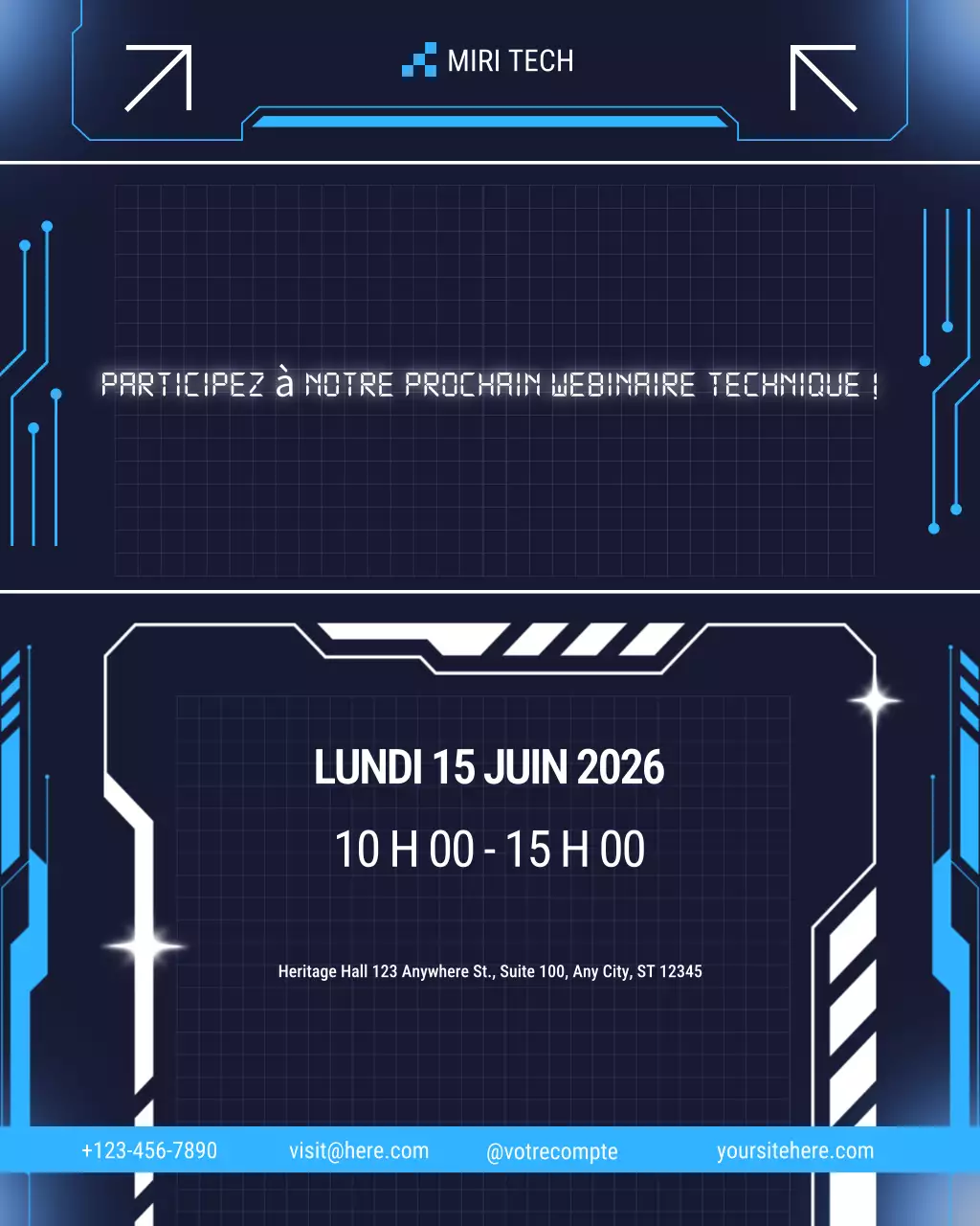 annonce d'une technologie futuriste bleue