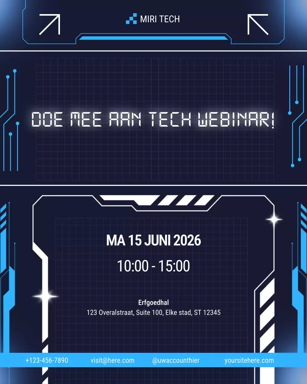 blauwe futuristische tech aankondiging