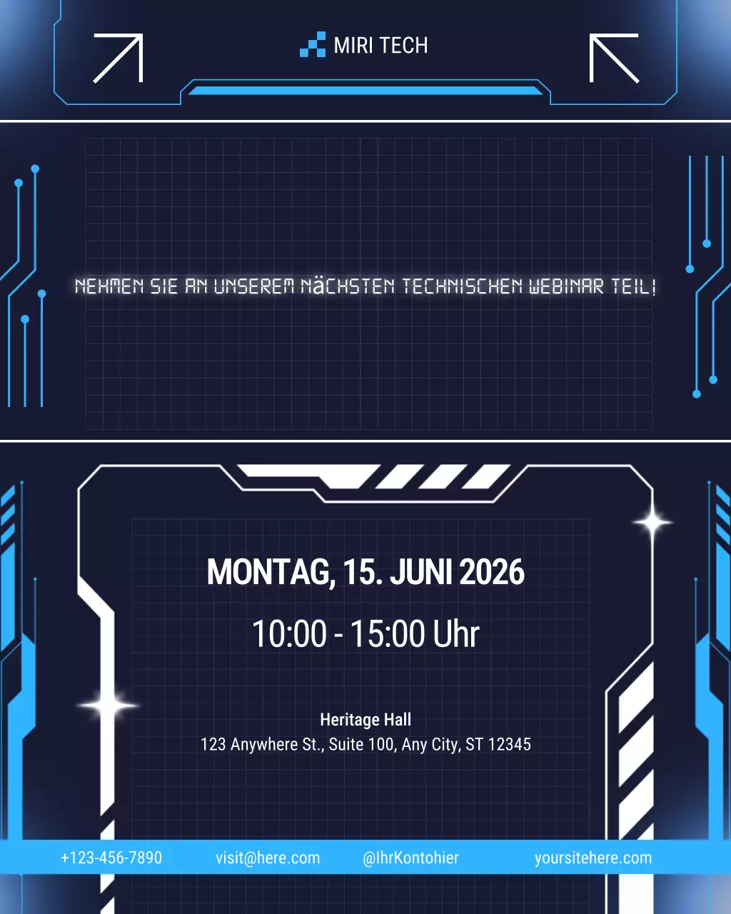 blaue futuristische Tech-Ankündigung