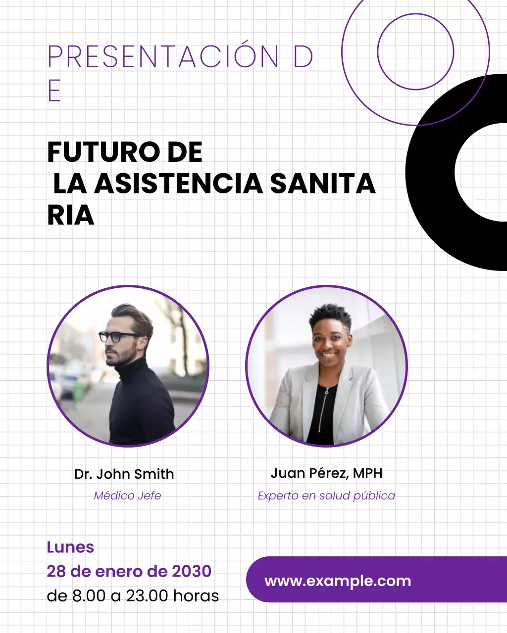 Plantilla para redes sociales de seminarios web sobre atención médica