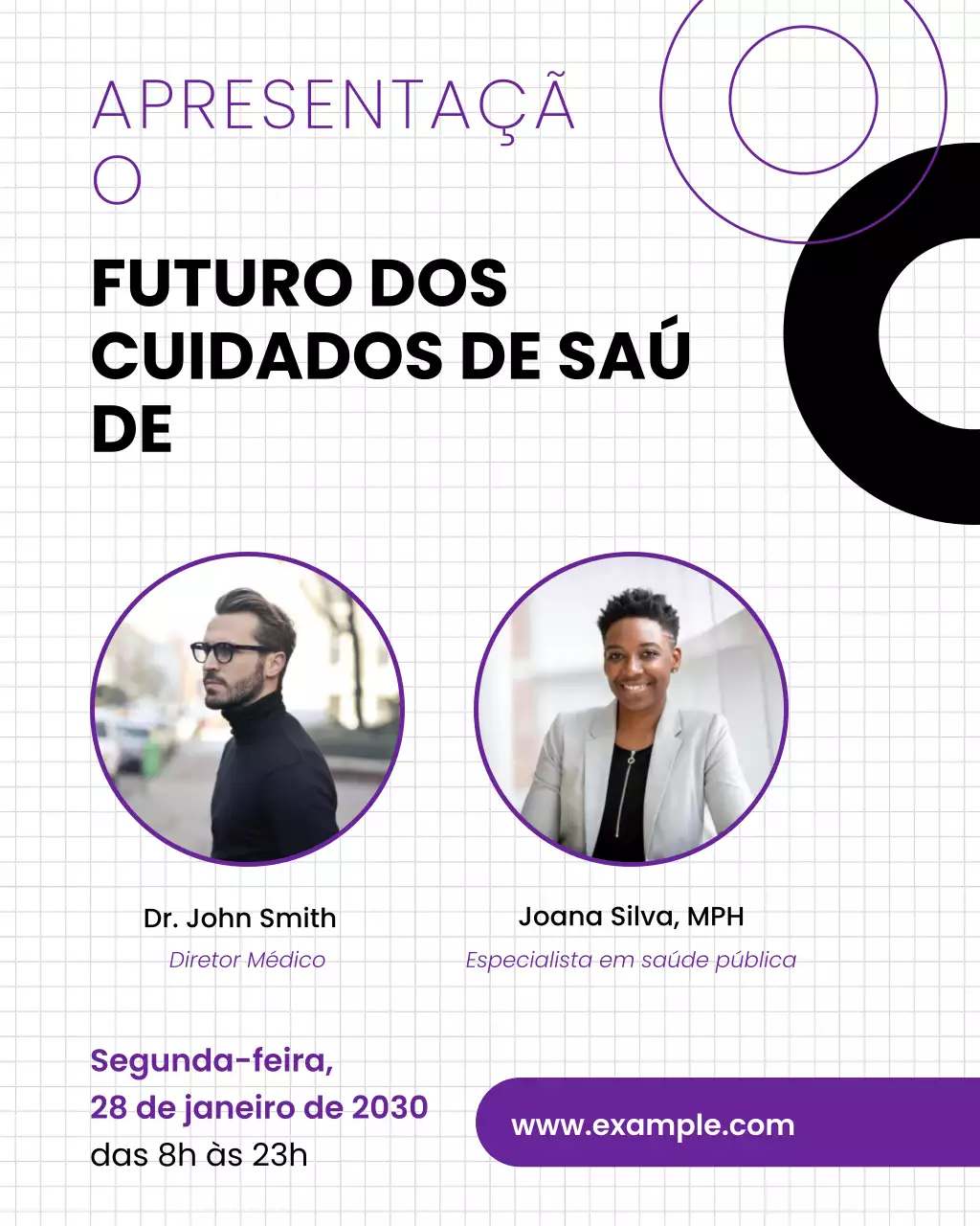 Modelo de mídia social para webinar sobre saúde