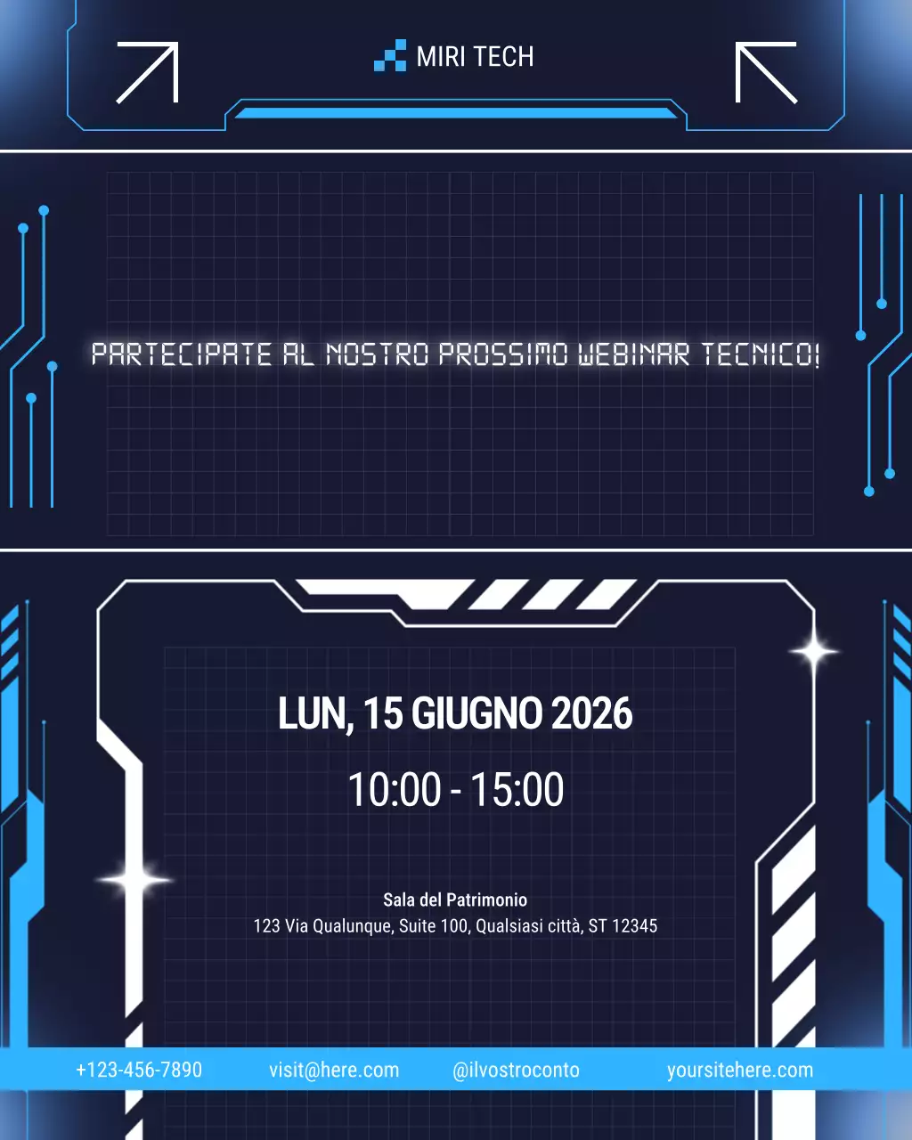 annuncio tecnologico futuristico blu