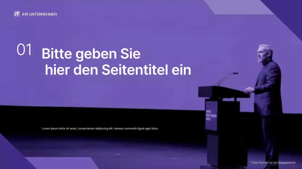 Lila Vortragspräsentation zum Thema professionelle Führung