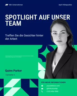 Instagram-Highlight-Beitrag des blauen und grünen Teams