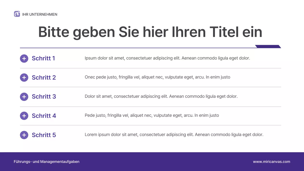 Lila Vortragspräsentation zum Thema professionelle Führung