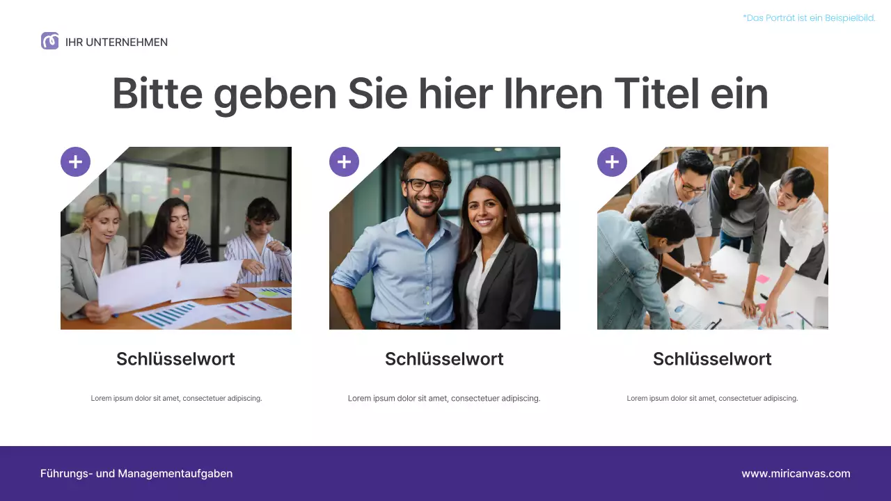 Lila Vortragspräsentation zum Thema professionelle Führung