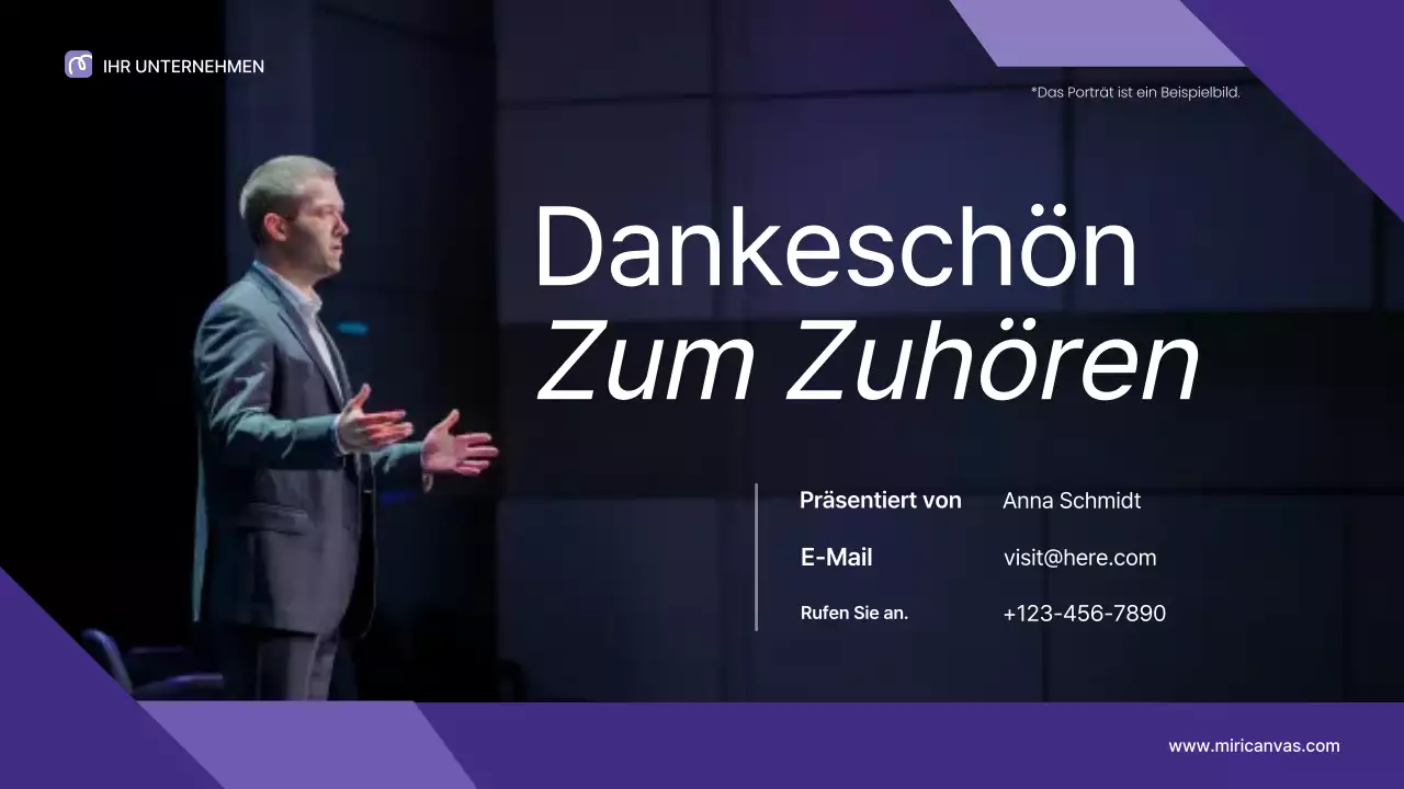 Lila Vortragspräsentation zum Thema professionelle Führung