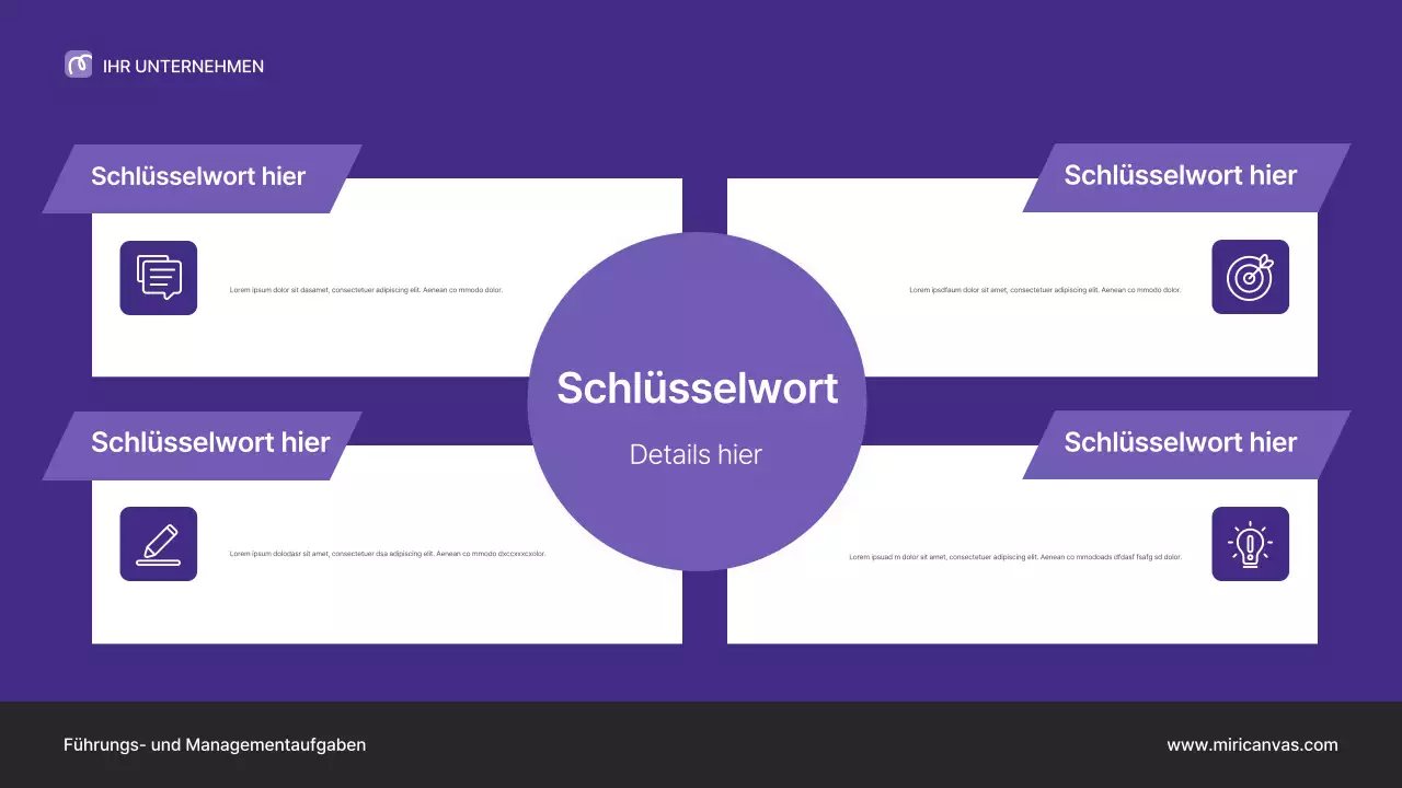 Lila Vortragspräsentation zum Thema professionelle Führung
