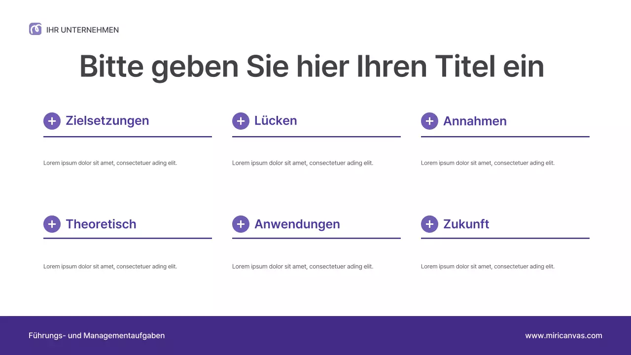 Lila Vortragspräsentation zum Thema professionelle Führung