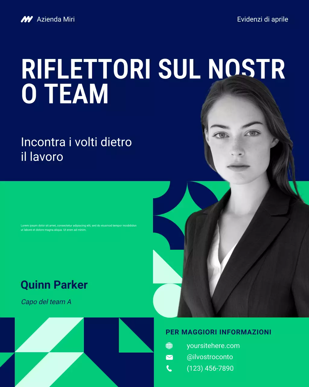 Post di Instagram in evidenza della squadra blu e verde