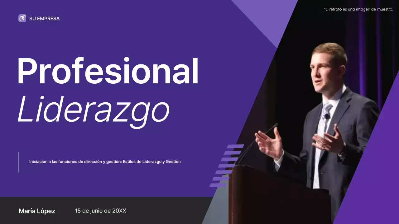 Presentación de la conferencia sobre liderazgo profesional púrpura