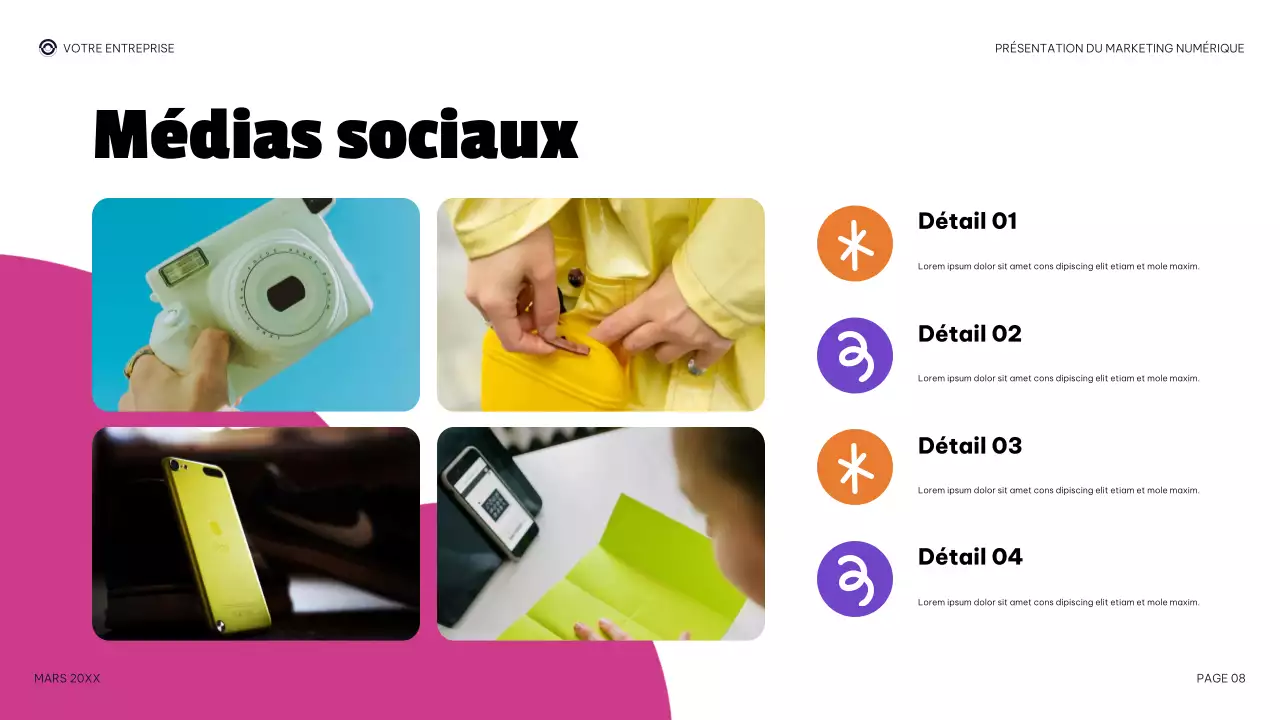 présentation de marketing numérique moderne violette