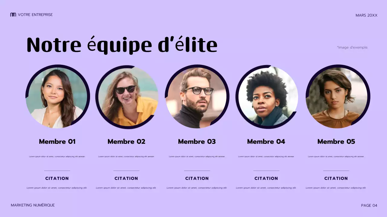 présentation marketing moderne violette