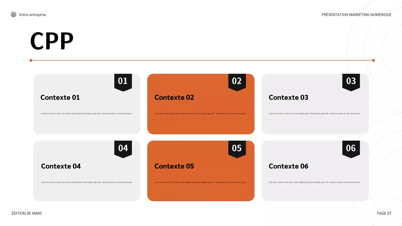 présentation marketing moderne orange