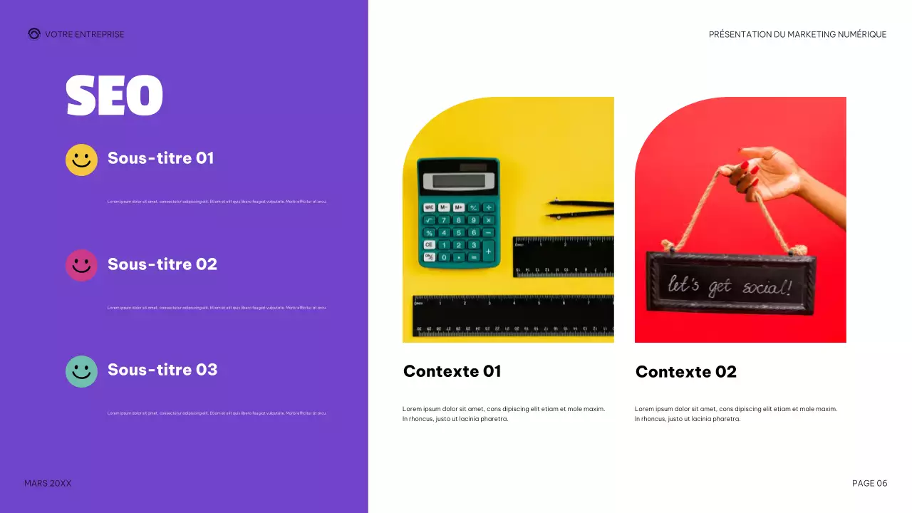 présentation de marketing numérique moderne violette