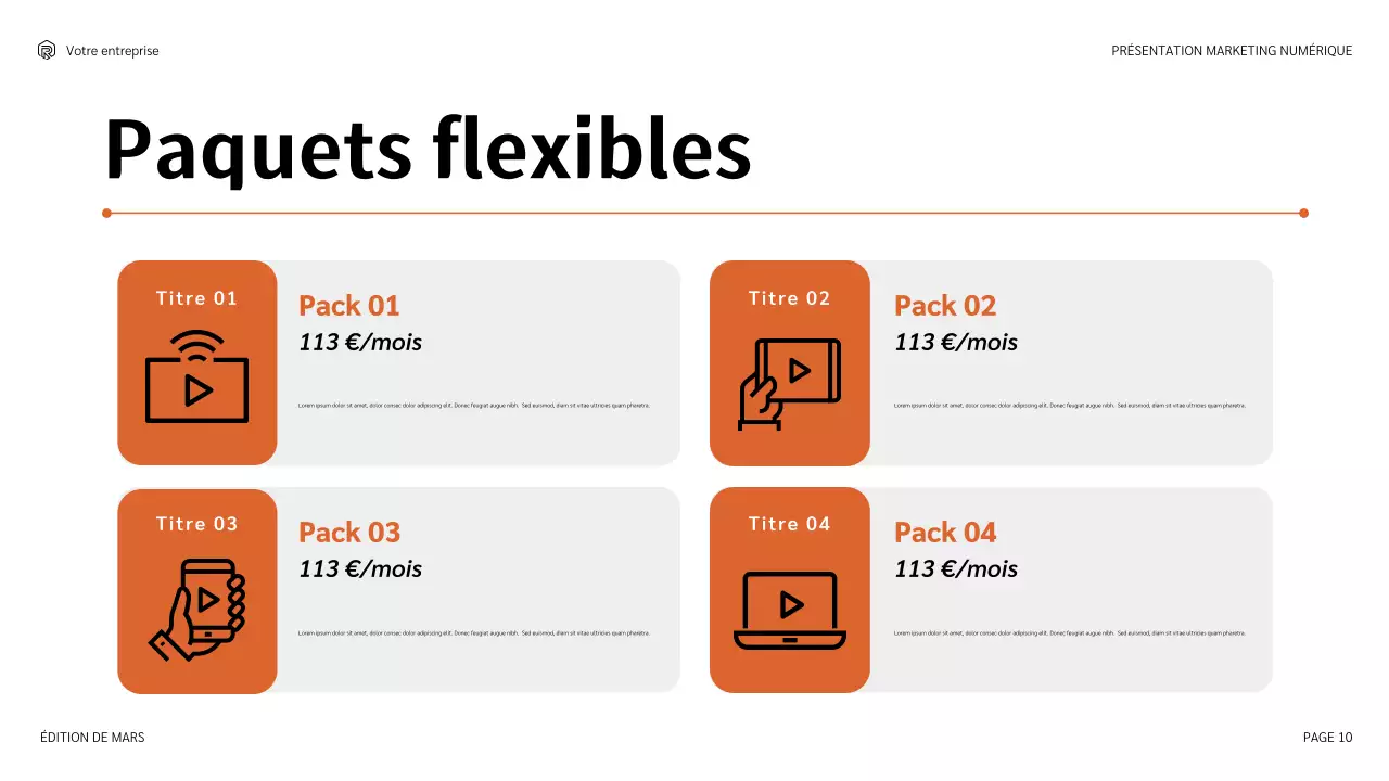 présentation marketing moderne orange