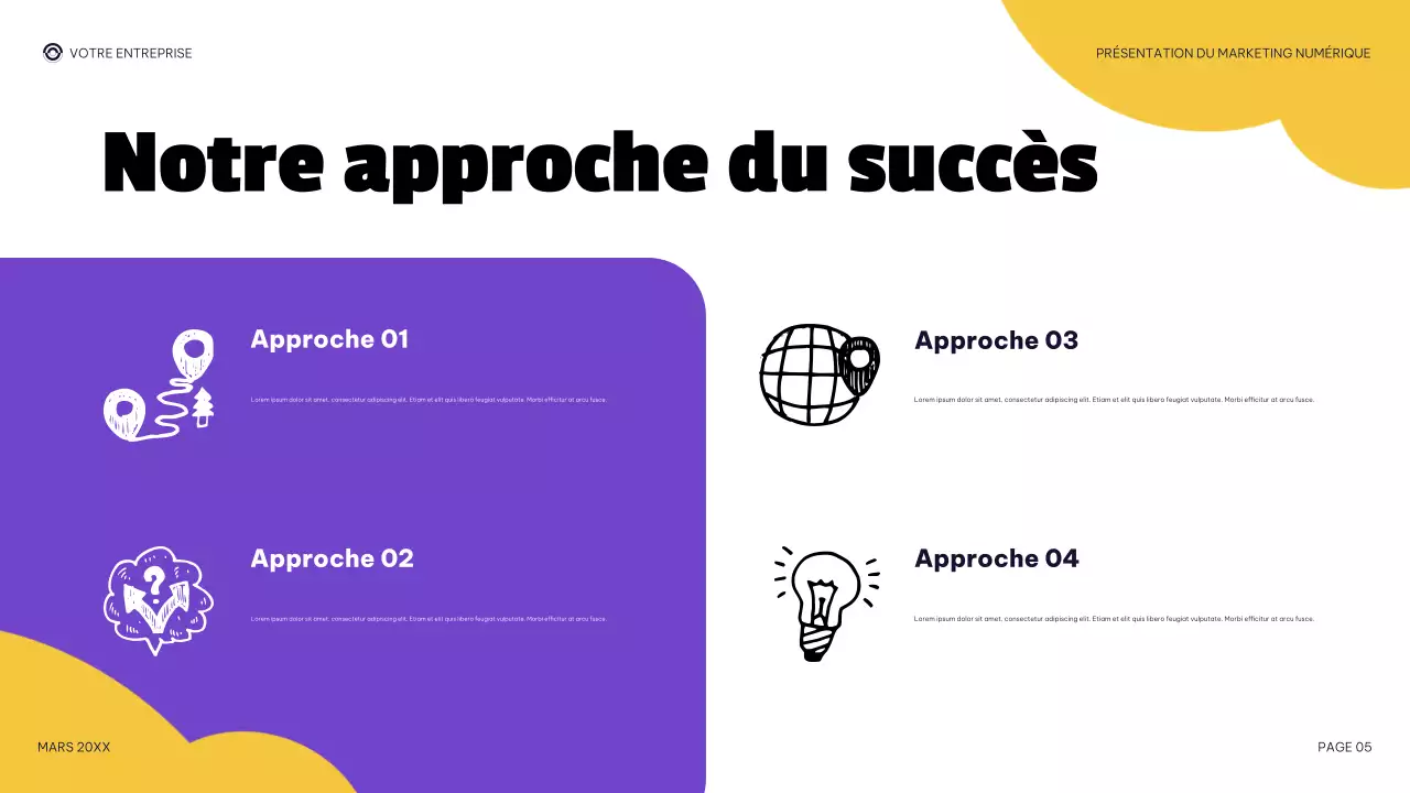 présentation de marketing numérique moderne violette