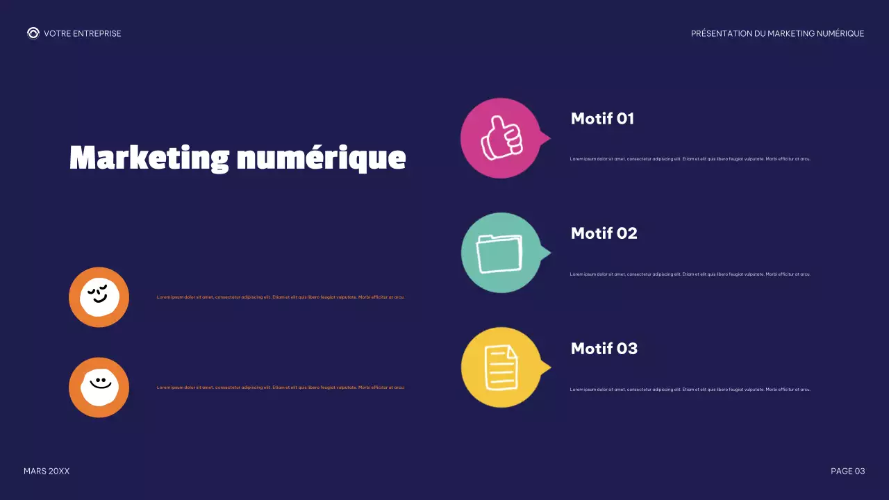 présentation de marketing numérique moderne violette