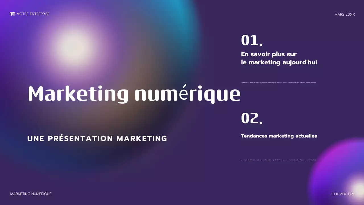 présentation marketing moderne violette