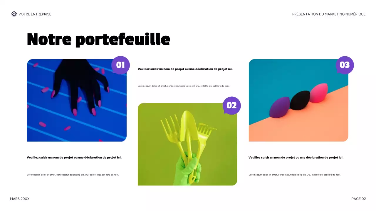 présentation de marketing numérique moderne violette
